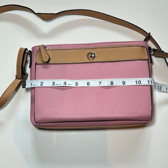 Chic Pink and Tan Crossbody Bag with Adjustable Strap - Picture 9 of 12